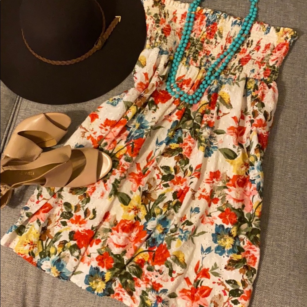 Strapless Floral Dress